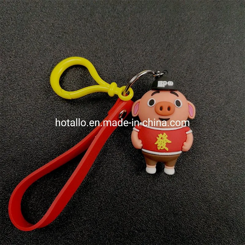 Customized Small Promotion Gift Cartoon Pig Soft PVC Keychain