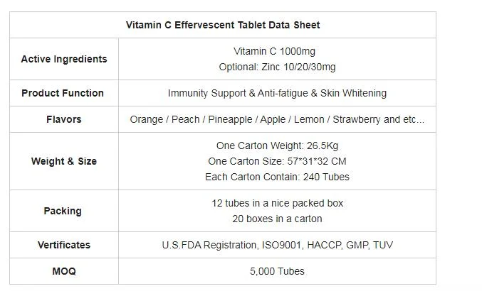 OEM GMP Dietary Supplement Vitamin C&#160; Effervescent Tablet Best Price